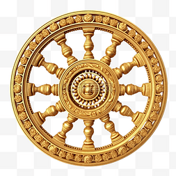 金色的 thammachak 轮是孤立的佛教象