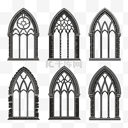 格形图片_哥特式教堂窗框拱门点画形状轮廓