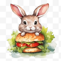 兔肉汉堡是一个水彩卡通人物