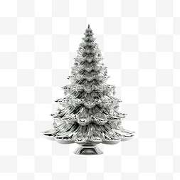 光图片_松树银色闪光圣诞节3D渲染新年快