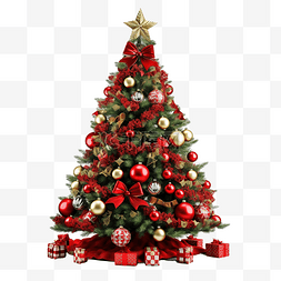 新年透明背景图片_新年装饰圣诞树隔离png文件