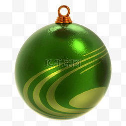 立体球绿色图片_圣诞节装饰球3d绿色