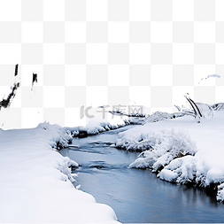 森林中的河流图片_冬季圣诞节期间，白雪皑皑的冬季