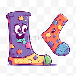 鞋和袜子剪贴画彩色袜子的卡通设