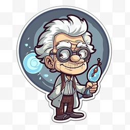 戴着墨镜的可爱老科学家 向量