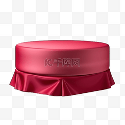 窗帘广告图片_带有红色丝绸盖的独立讲台的 3D 