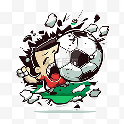 破碎球图片_贴纸足球运动员与破碎的球 向量
