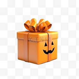 万圣节快乐装饰，配有橙色礼盒复