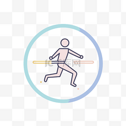 跑空手道的人在圆圈中的图标插图