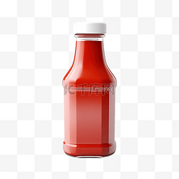 一个带有白色贴纸的红色番茄酱瓶