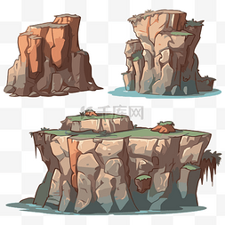 岩石图片_悬崖剪贴画矢量集的两个岩石岛屿