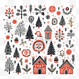 涂鸦风格糖果图片_涂鸦风格的圣诞快乐传统装饰