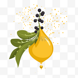 芥菜籽剪贴画黄色滴滴着黑橄榄和