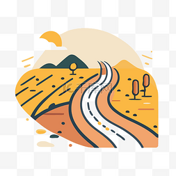 沙漠公路的插画 向量