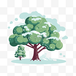 树与雪剪贴画 秋天的雪树插画卡