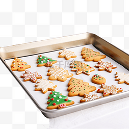 烤盘上的圣诞饼干与配料相对应