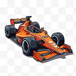 卡通赛车运动图片_卡通橙色赛车显示在白色背景中 