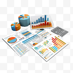 财务报告演示材料和财务记录的图