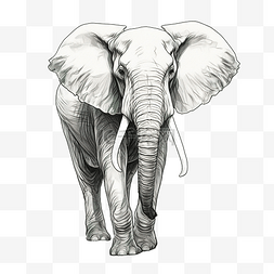 野生非洲象的写实绘画