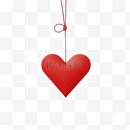 爱在情人节图片_挂在复古绳子上的红色爱情纸形状