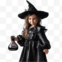 女巫角色扮演中的小女孩酿造药水