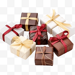 将各种巧克力包装在小盒子里作为