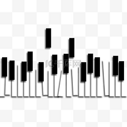 剪纸质感钢琴键盘横图音乐