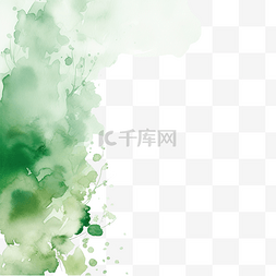 绿色抽象柔和水彩颜料染色背景婚