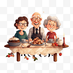 火图片_祖父母和父母品尝圣诞晚餐