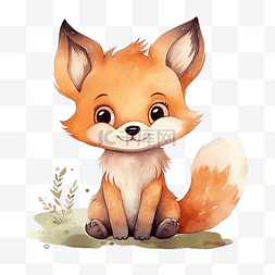 可爱的狐狸动物人物水彩