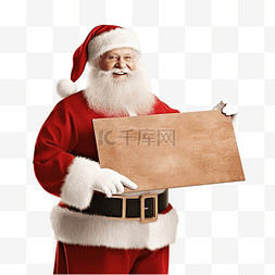 圣诞老人拿着名字的纸计划送礼物
