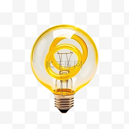 灯泡几何图片_带球环的发光黄色灯泡现代几何创