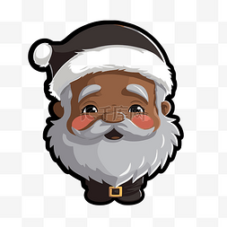 黑色圣诞老人脸卡通图标矢量插画
