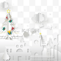 新年快乐创意图片_圣诞小镇建筑创意剪纸