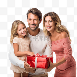 一起玩的人图片_带着圣诞礼物的家庭