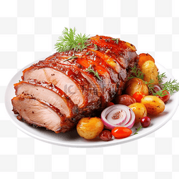 感恩节美味可口的烤肉猪肉配蔬菜