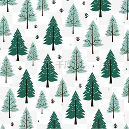 冷杉树无缝圣诞图案与圣诞树卡通