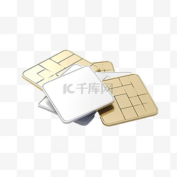 从不同视角对干净的金白色 SIM 卡