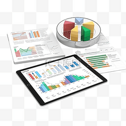 数据电脑分析图片_3D 财务报告图表数据分析和网络开