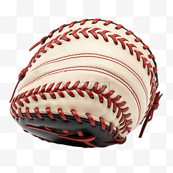 带白色手套图片_带红色缝线的皮革棒球受欢迎的垒
