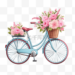 复古自行车与鲜花