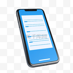项目电话图片_手机上配置文件蓝色清单的 3D 插