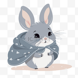 可爱的龙猫图片_龙猫剪贴画可爱的灰色兔子与蓝色