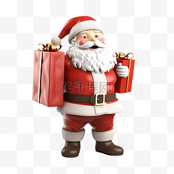 圣诞老人携带一袋礼物和小礼物的