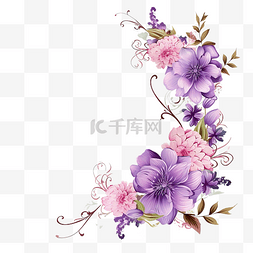 贺卡婚礼邀请函的紫色花角