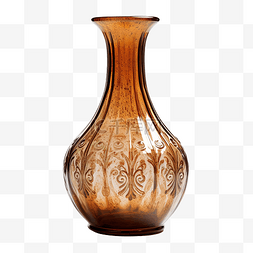 平面花瓶图片_经典棕色美学玻璃花瓶，仿古形状