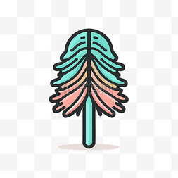 棕榈树和树叶的线性图标 向量