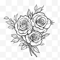 涂鸦花束图片_涂鸦线条艺术玫瑰花花束元素