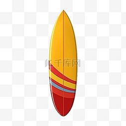 3d 渲染黄色和红色冲浪板 3d 渲染