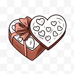 心形盒礼物图片_涂鸦风格巧克力糖果盒中的巧克力